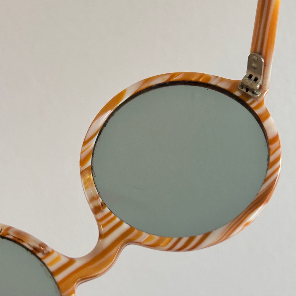 Vintage 60s 70s Marbled Round Mod Psychedelic Hippie Boho Woodstock Sunglasses - Picture 14 of 16